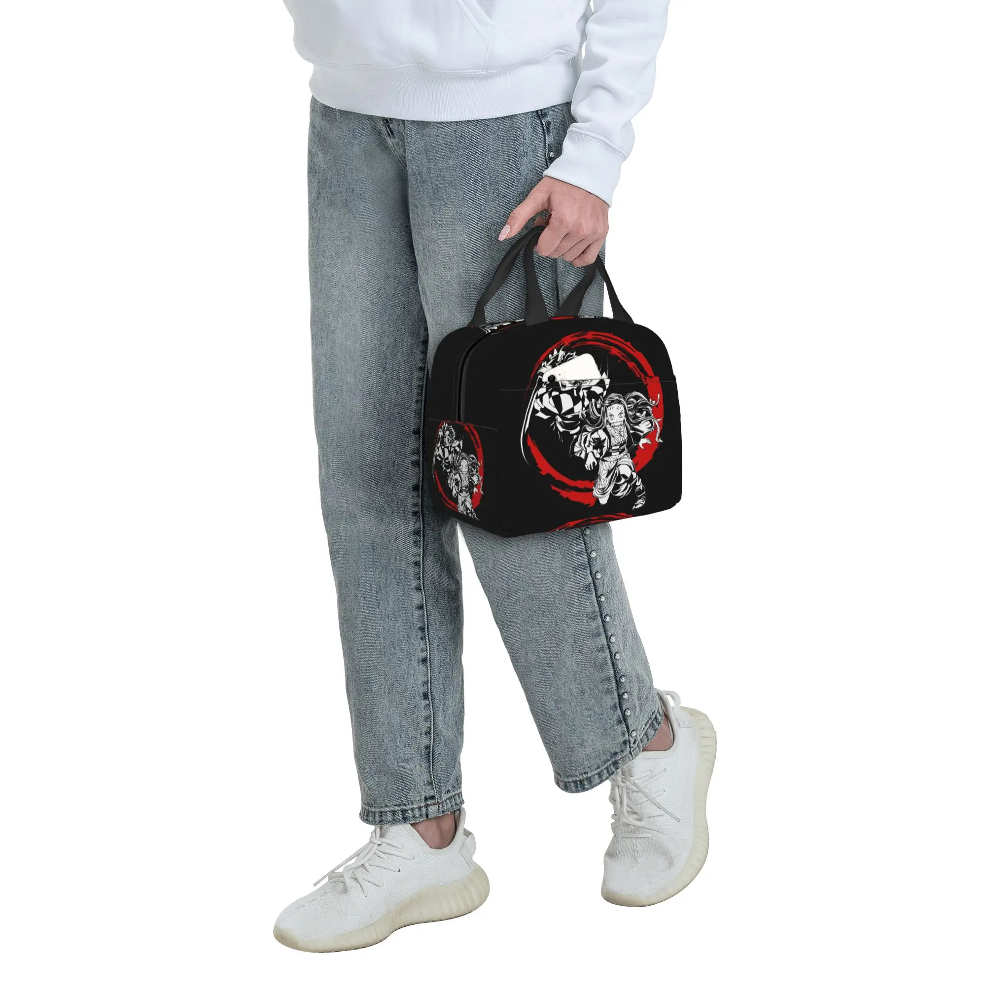 D-Demons Slayers Insulated Lunch Bag for Outdoor Picnic Unique Anime Cartoon Comic Leakproof Thermal Cooler Lunch Box Women Men view 5