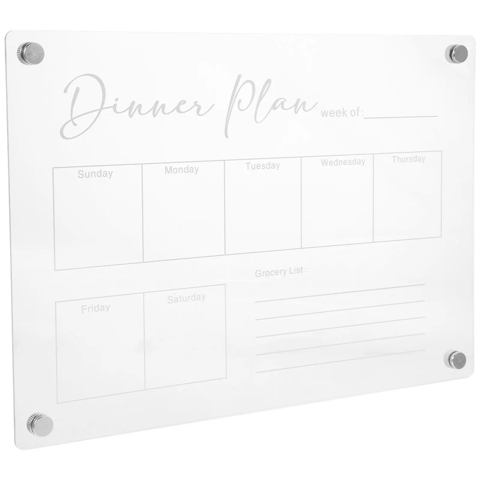 

Magnetic Menu Board Dry Erase Acrylic Planner Fridge Writing Pad Clear Board for Kitchen Office Use Refrigerator