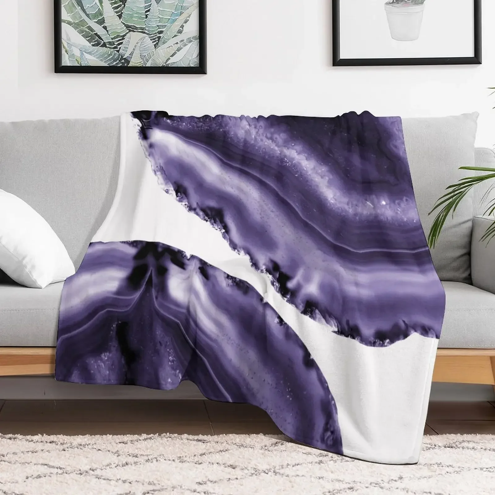 Ultra Violet Agate #3 #gem #decor #art Throw Blanket Summer Beddings Retros Nap Vintage Blankets