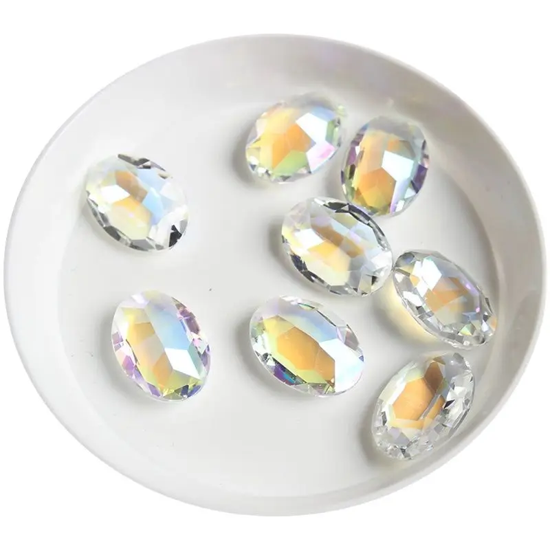 High Quality K9 Oval Glass Pointed Bottom 10x14MM Nail Art Rhinestone Crystal 3D DIY Manicure Decoration Accessories