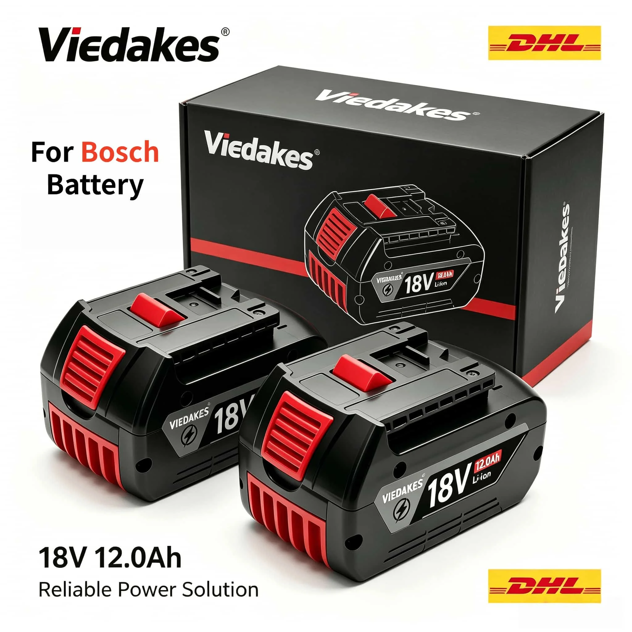 18V For Bosch Battery VIEDAKES Long Runtime Applicable GBA18V4.0 ProCORE18V Impact Wrench Industrial Power Battery