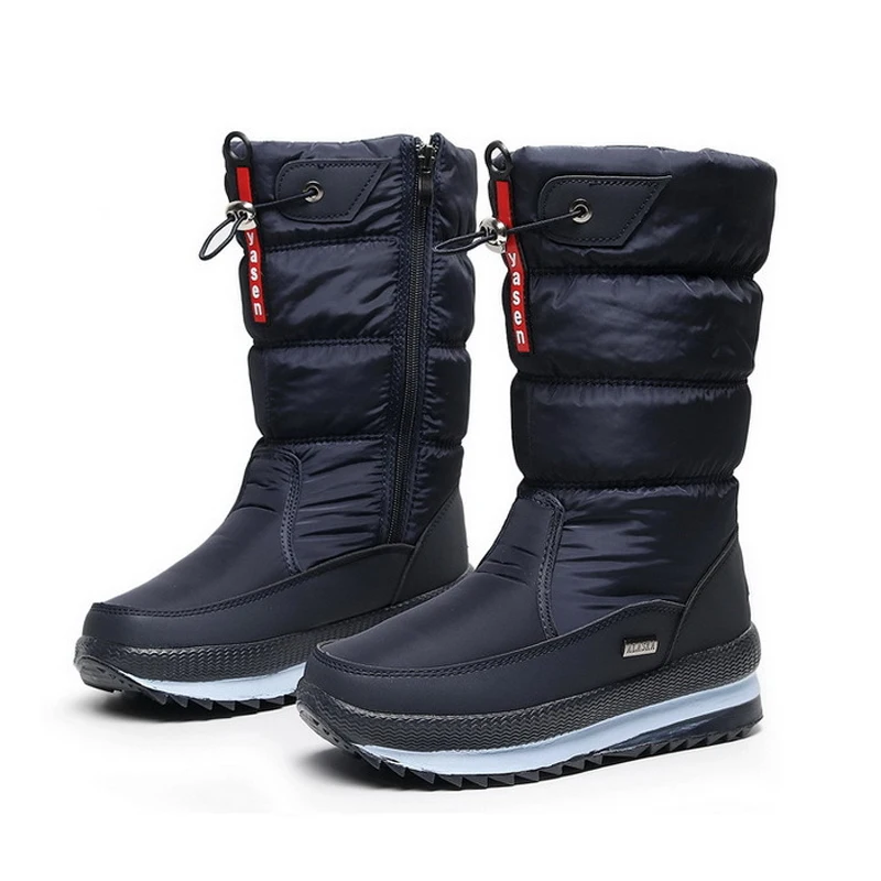 أحذية الثلوج النسائية أحذية الشتاء الفاخرة سميكة أفخم مقاوم للماء عدم الانزلاق مع القوس أحذية الشتاء النسائية الموضة الدافئة الفراء بوتاس موهير #2