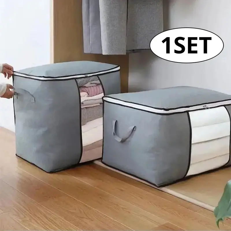 1 Set With Visual Windows Clothes Storage Bags Foldable Fabric Storage Bags Storage Containers For Organizing Bedroom