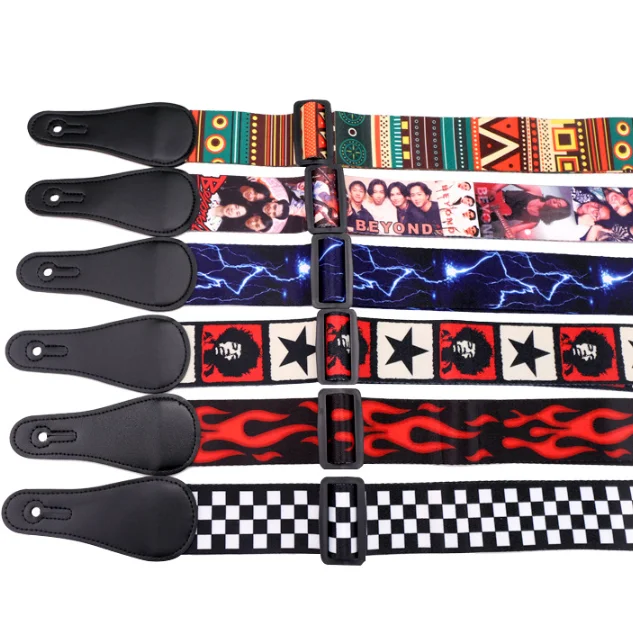 حزام من الجلد للجيتار الشعبي جيتار صوتي يمكن توسيع حزام الجيتار 100 مختلط #1