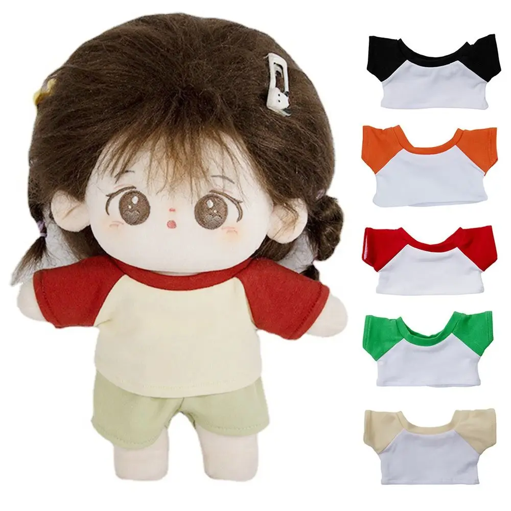 10CM Doll Clothes Cute Tops Cotton T-shirt Candy Color Sweatshirt For Cotton Stuffed Dolls Toys Accessories Idol Doll Outfit