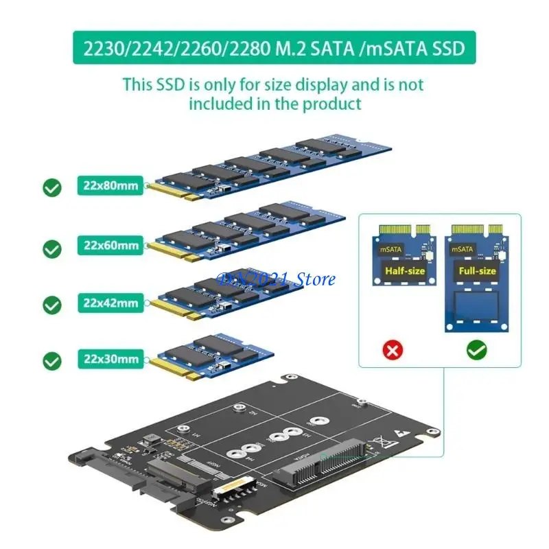 F3KE M.2 NGFF mSATA to SATA3.0 Adapter Card for Expanding Computer Storage Option