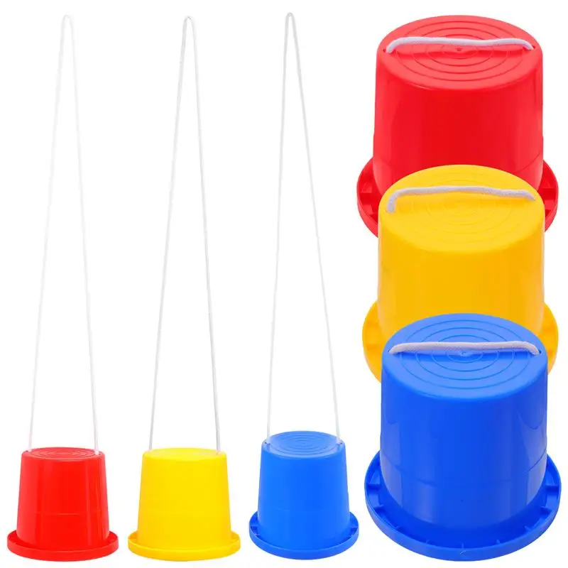 

3Pairs Jumping Stilts Plastic Bucket Stilts Kids Walk Stilt Children Outdoor Walker Toy Balance Buckets Toy For Balance Training