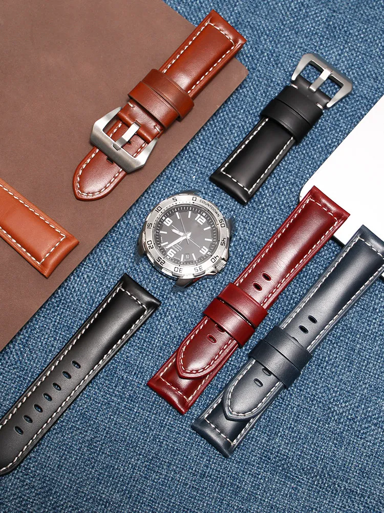 Oil Wax Leather Watch Strap for Men for Panerai Lumino Seiko Diesel Friday Agole Breitling