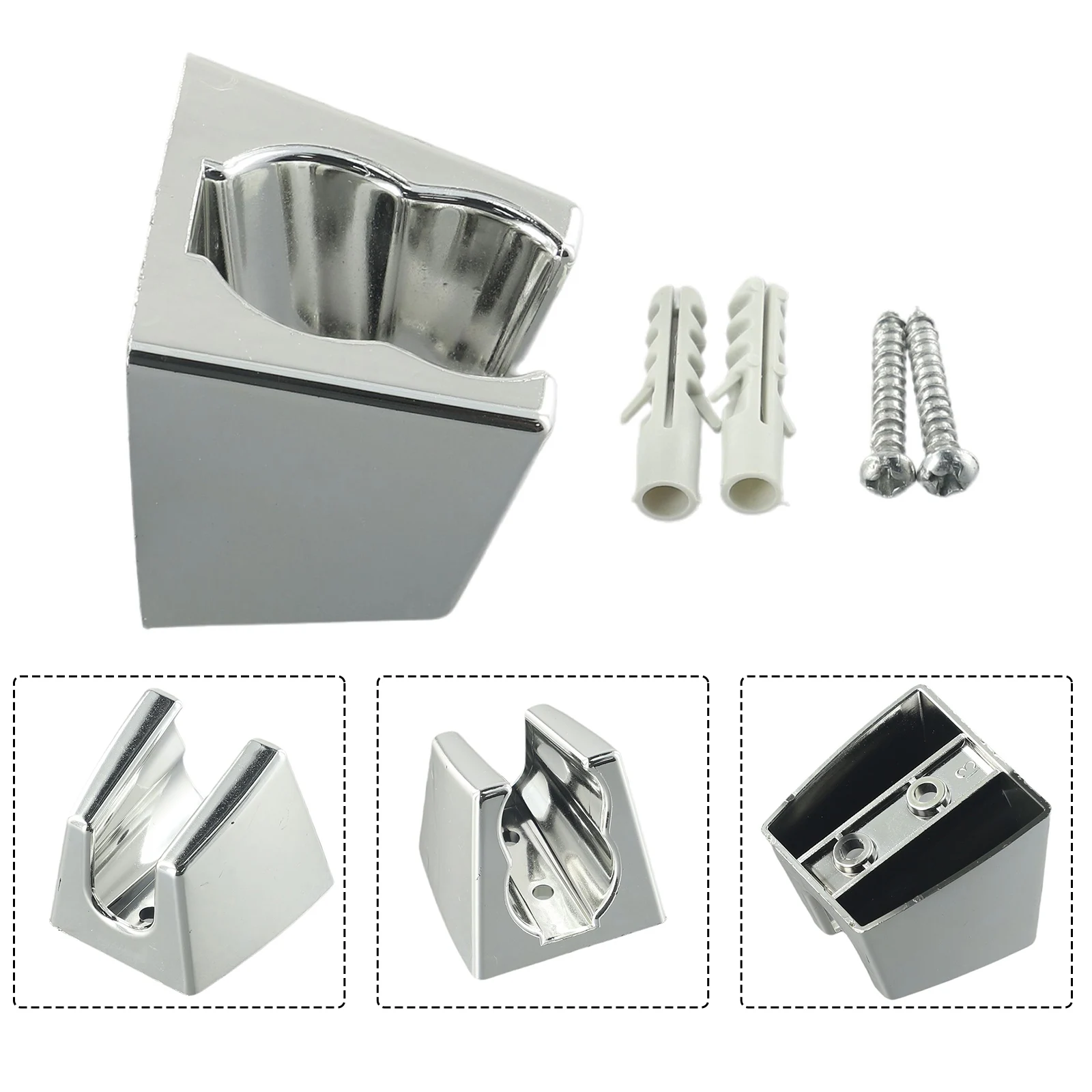 Adjustable Bathroom Shower Handset Holder Head Chrome Wall Mount Shower Mounting Brackets Silver Bathroom Accessories
