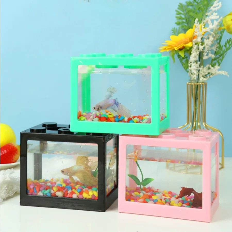 Building Block Fish Tank Mini Landscaping Tank Fighting Fish Tank Seaweed Box Reptile Tank