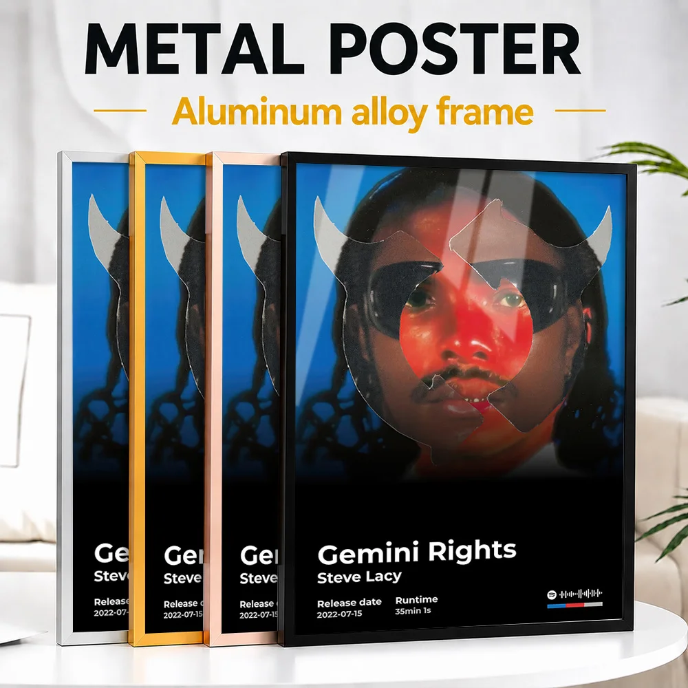 Gemini Rights - Steve Lacy Album Metal Poster With Aluminum Alloy Frame Personalized Photo Bold Music Style Wall Art For Studio