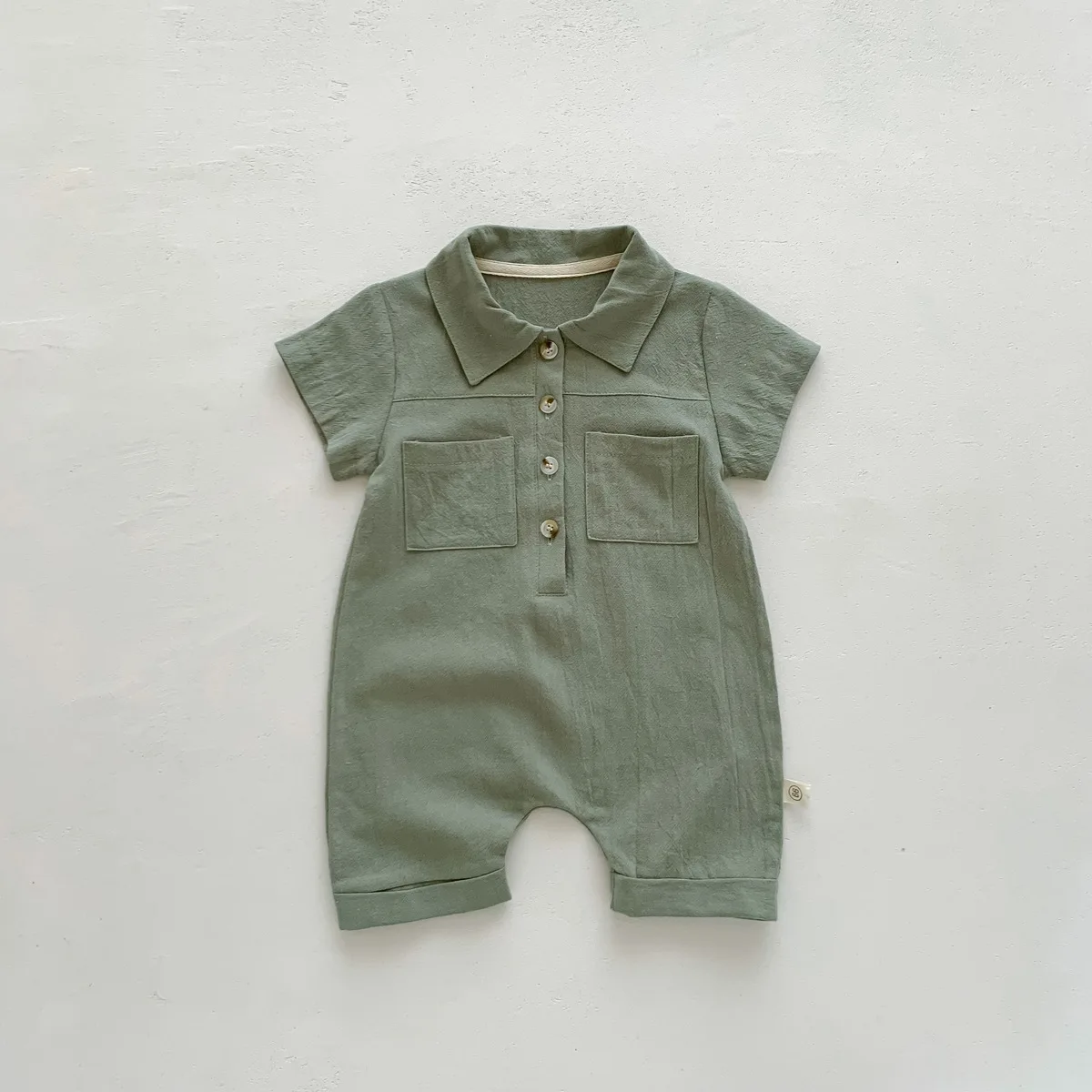 New In Summer Handsome Boys Short Sleeve Solid Color Outwear Infant Newborn Cotton Jumpsuits Toddler Kids Baby Romper