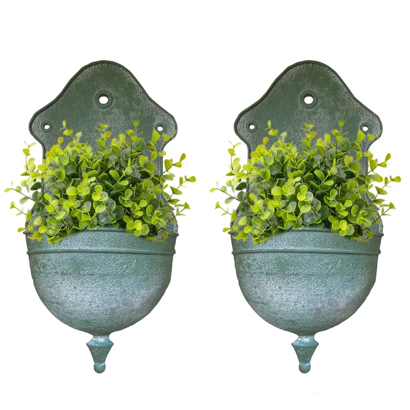 Wall Hanging Flowerpot Farmhouse Style Hanging Wall Vase Fower Pot Flower Rack Planter Basket Home Decor