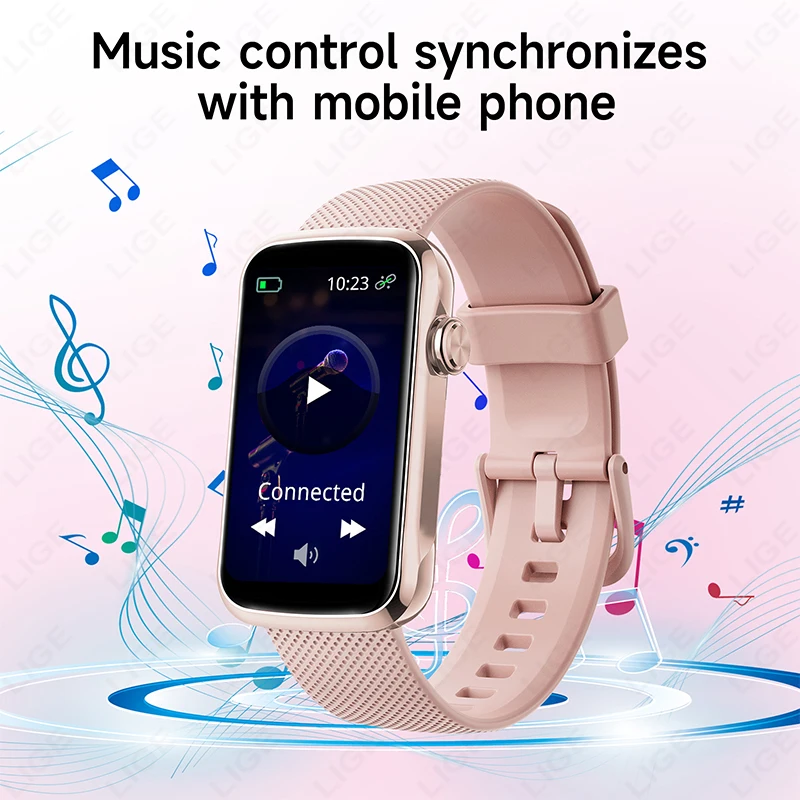 LIGE Smart Bracelet Multifunctional Smart Watch Full Touch Clock 24H Heart Rate Health Monitoring Music Control smart watch Men