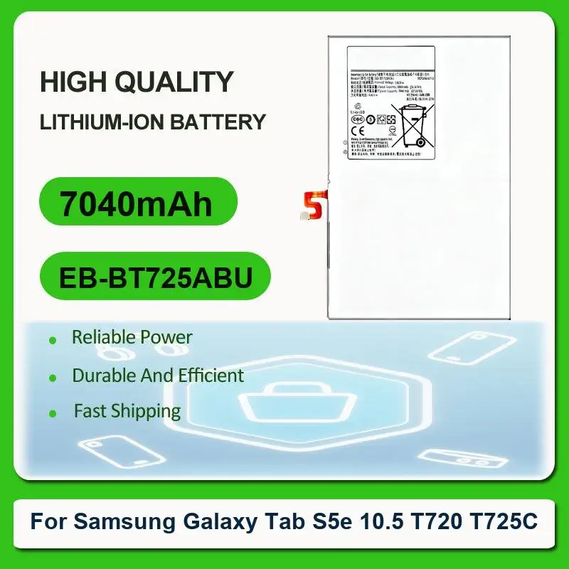 Replacement Tablet Battery For Samsung Galaxy Tab S5e 10.5 T720 T725C EB-BT725ABU 7040mAh