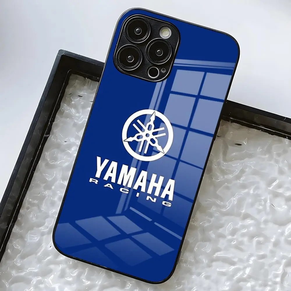 Coole Y-YamahaES-S Logo Handyhülle für iPhone 17 Pro Max 16 15 14 Pro Max 13 11 X Xs Xr 8 7Plus Glasabdeckung