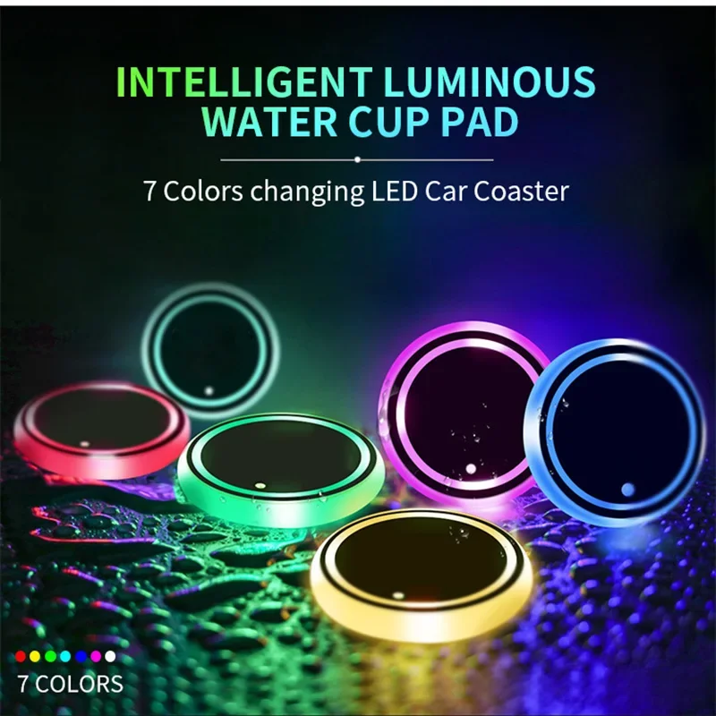 

Универсальные светодиодные накладки на дно подстаканников для автомобиля, декоративные подсветки, противоскользящие коврики, разноцветные подставки для стаканов, атмосферные лампы