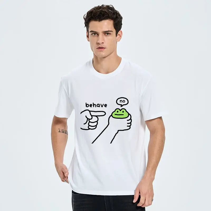 

Rebellious Frog "I Can't Show" Pattern T-shirt for Men and Women Humorous Meme Casual Short Sleeve Cotton Top