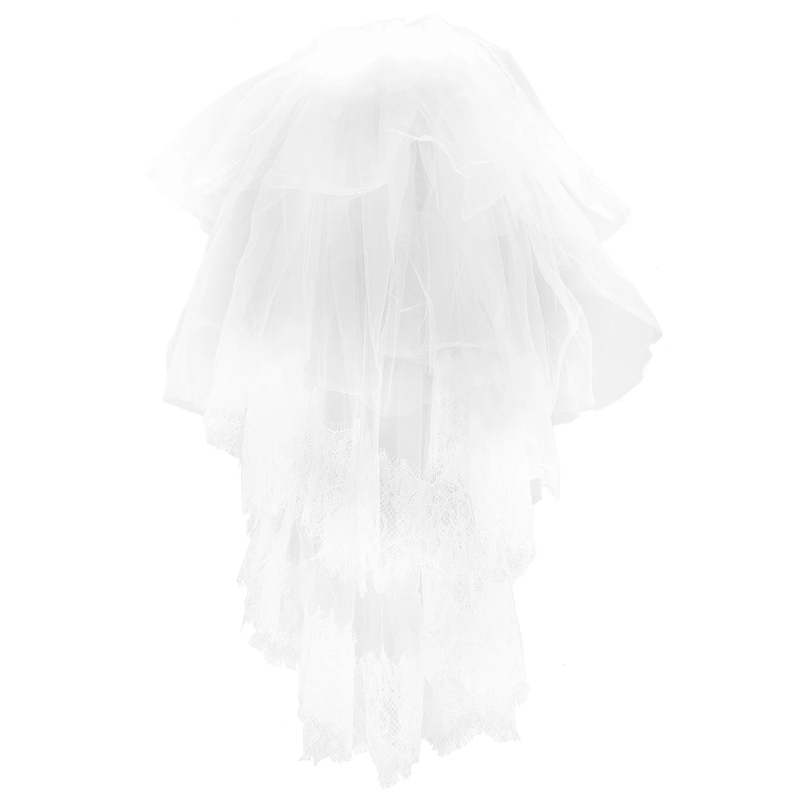 

Girl Two Layers Lace Ivory Crown Veil Durable Delicate Stitch First Communion Wedding Flower Girl Hair Accessory