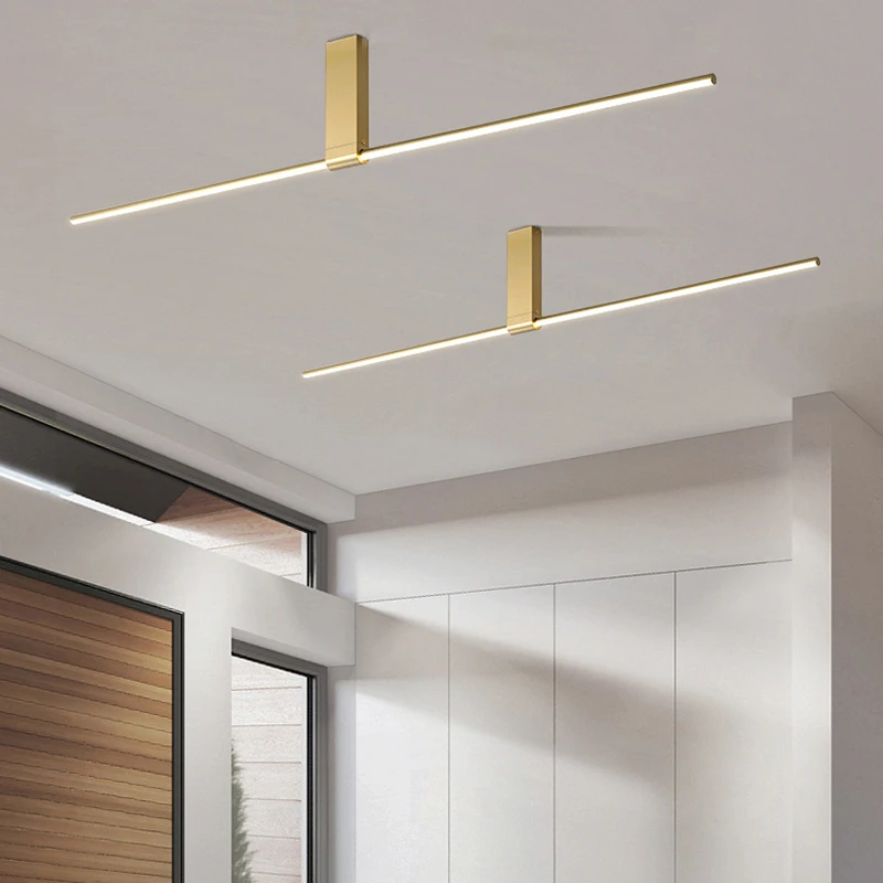 Minimalist Long Ceiling Lamps for Dining Room Office Aisle Clothes Shop Lighting Line Ceiling Light 120cm 90cm Gold Black White