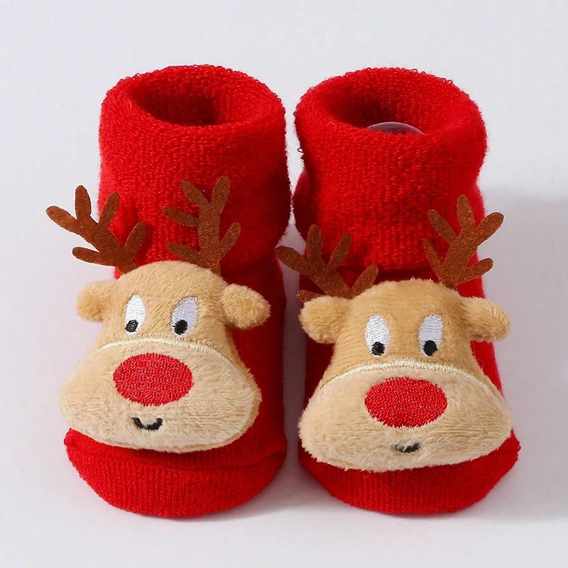 Cute Deer Doll Knitted Baby Socks Newborn Toddler Soft Snowman Santa Claus Warm Floor Socks Girls Infant Boys Mid Socks New