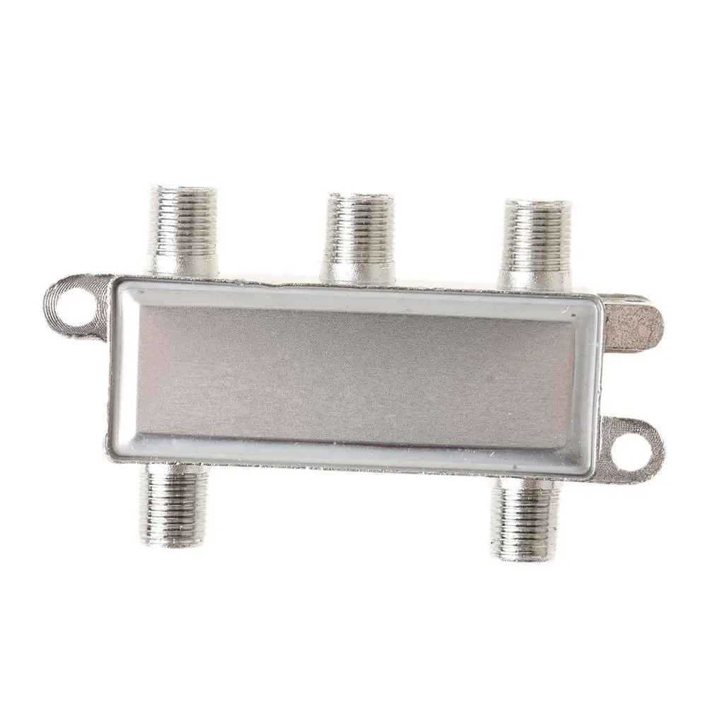 TV Splitter Amplifier 4 Way Coax Cable Splitter Zinc Alloy RF Signal Distribution for Television Network
