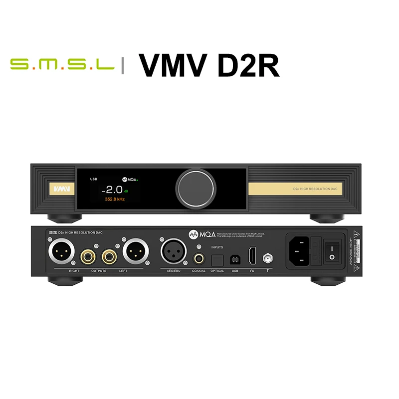 

SMSL VMV D2R MQA DAC цифровой декодер BD34301EKV чип Hi-Res аудио с Bluetooth 5,1 PCM768 DSD512 с дистанционным управлением