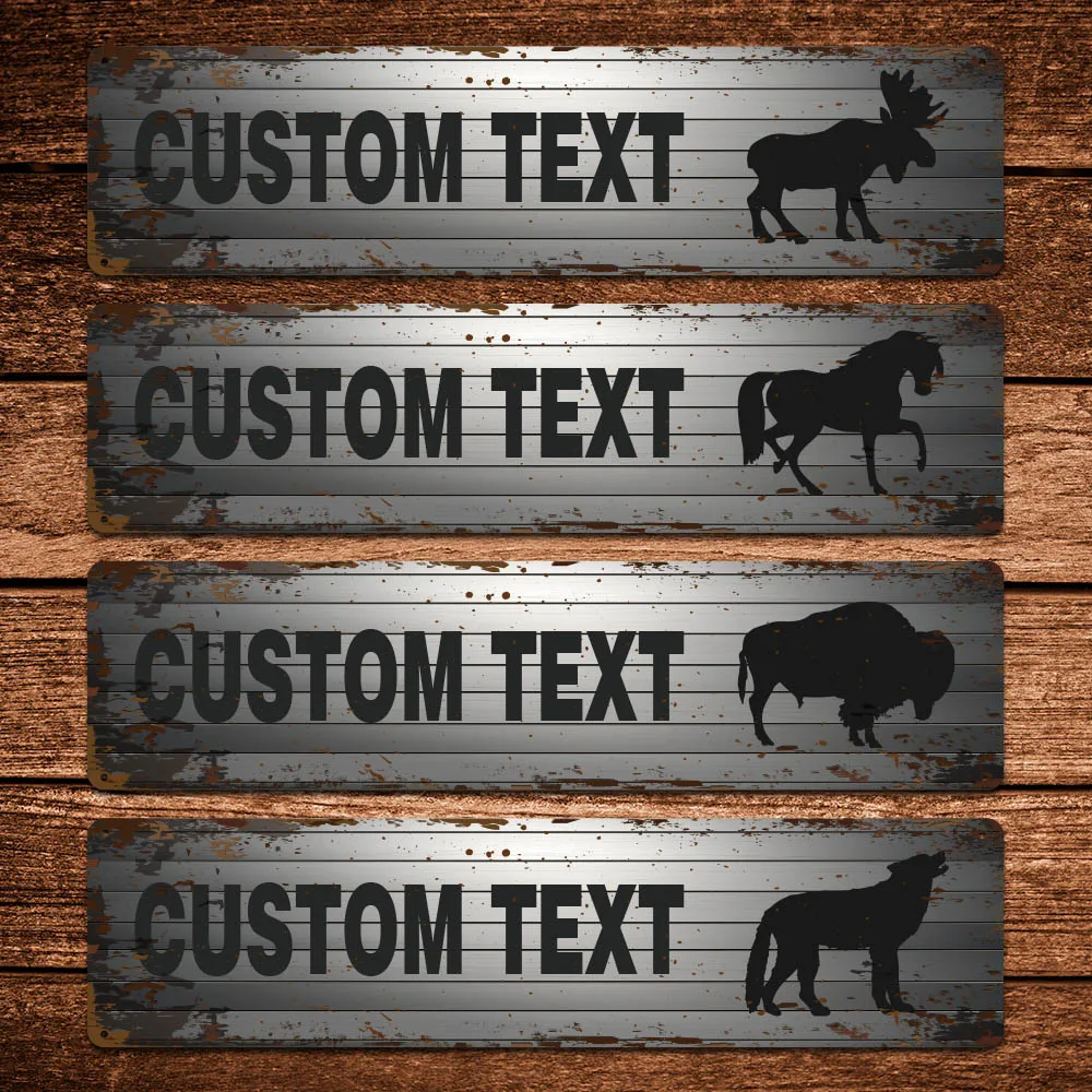 

1pc Horses, sheep, leopards, birds Personalized Text Iron Wall Signs Metal Wall Plaque For Home Decor Living Room Bedroom