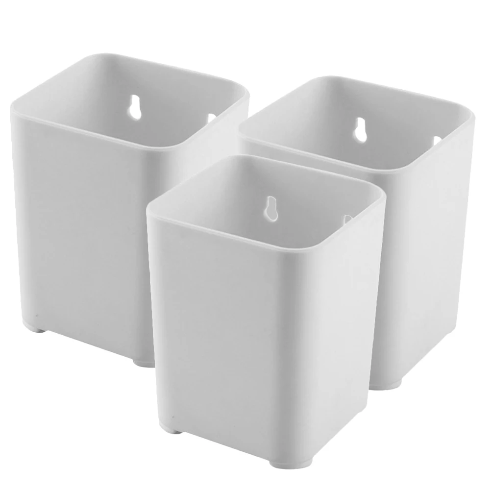 

3pcs Wall Mount Pen Holder Desk Organizer Storage Box Abs Material Rotating Office Supplies Pencil Holder Simple Design