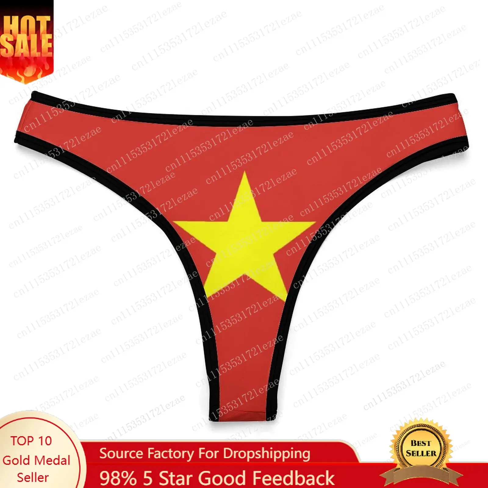 Vietnam Flag Custom Ice Silk Thong Panties Women's Comfortable Briefs S-2XL Suitable for Everyday Wear and All Seasons