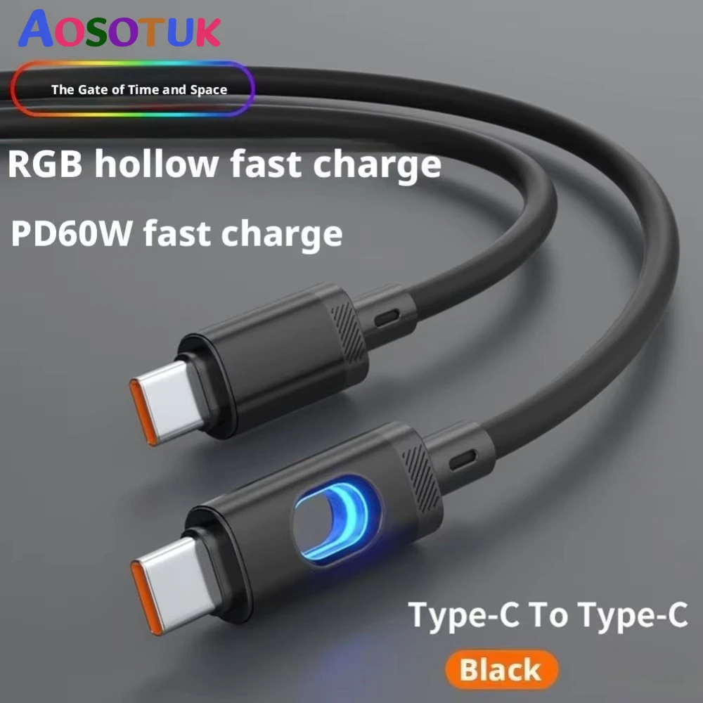 

Прочный кабель для быстрой зарядки телефона USB C to C 3A для Samsung S25 S23 S24 60 Вт, светодиодный цифровой дисплей, 1 м, 2 м, проводный шнур для ноутбука