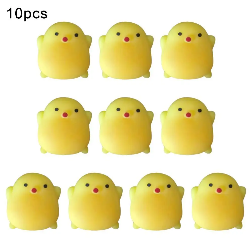 1/10Pcs Cute Mini Chick Pinch Fun Stress Relieving Toy Super Cute Group Pinch Cartoon Squeeze Bubbles Toy Stress Reliever