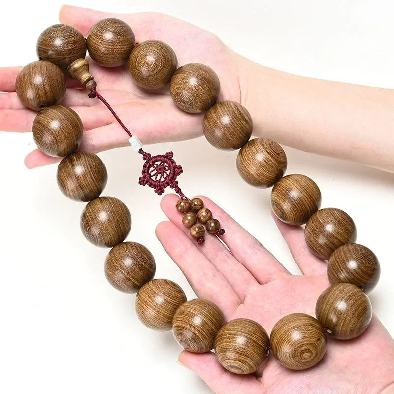 

Natural gold silk sandalwood bracelet 30mm sandalwood large Buddha beads car pendant 25mm rosary gold silk nan bracelet jewelry