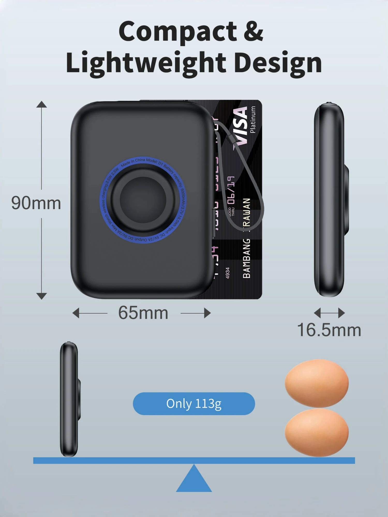 Imagem -04 - Banco de Energia Portátil com Cabo Embutido Carregador sem Fio para Iphone 15 14 Iver Apple Ver Airpods Pro para Viagens Rorry3 in