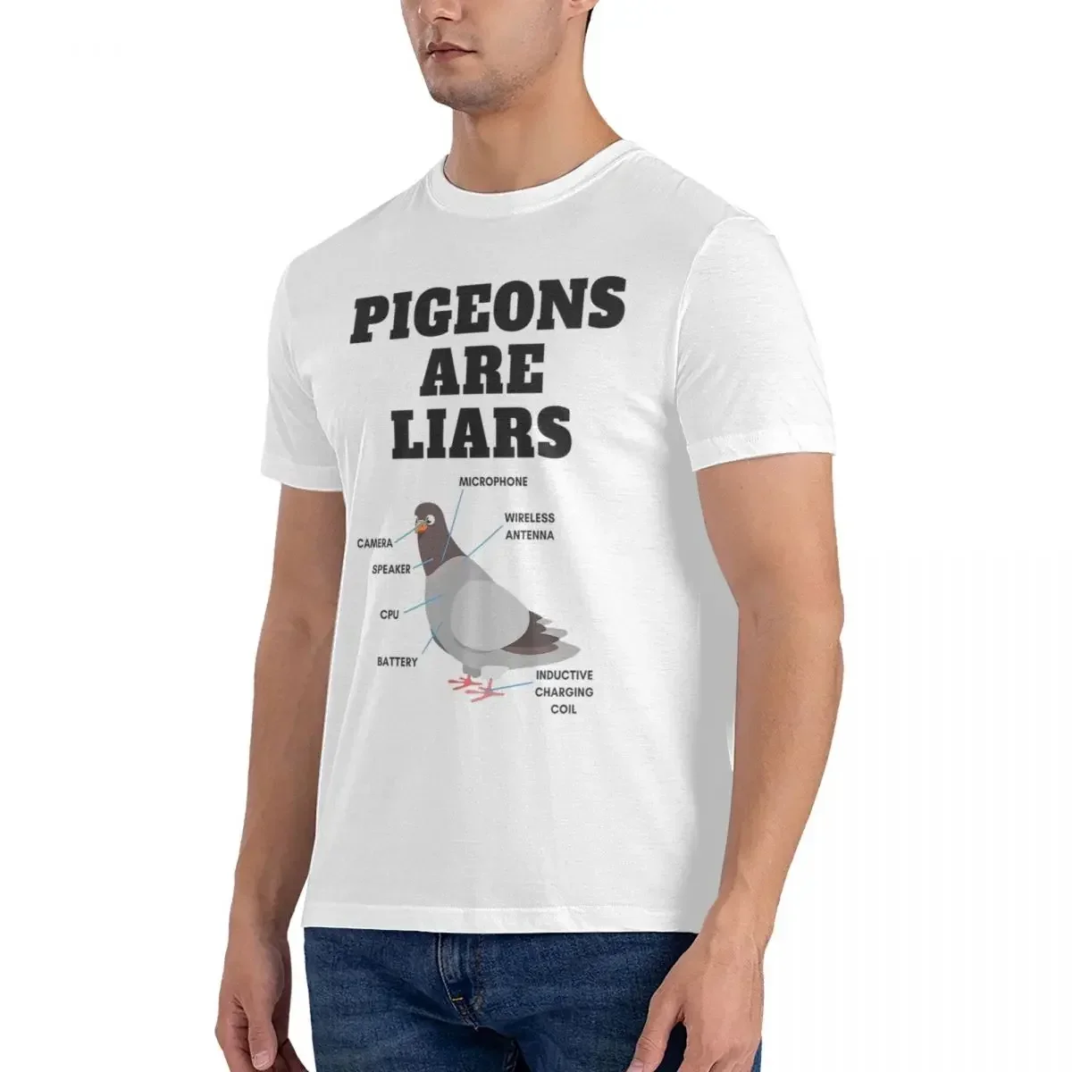 HOT SALE Pigeons Are Liars, Pigeons Arent Real T-shirt Men Fashion Oversized T Shirt Men Round Neck Summer Shirts Tops S-6XL