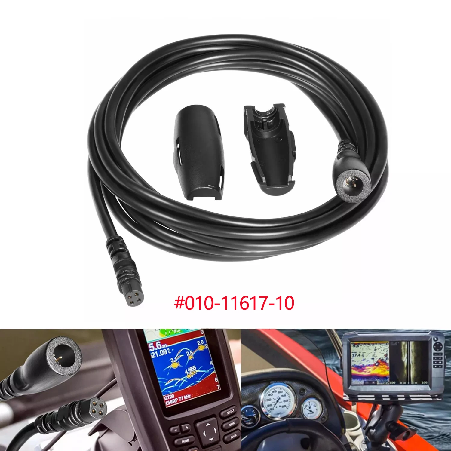 010-11617-10 Boats Cable Compatible with Garmin Echo Series 4-Pin 10ft Transducer Extension Cable