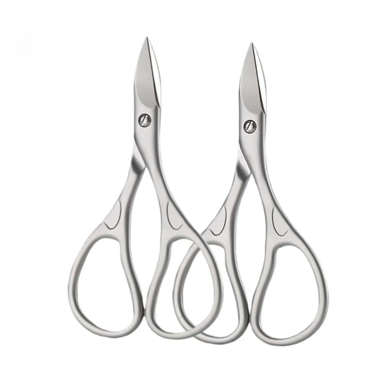 1/2 Pcs Professional Stainless Steel Nail Clippers with Curved Blades Precision Trimming for Eyebrows, Eyelashes Manicure Tool