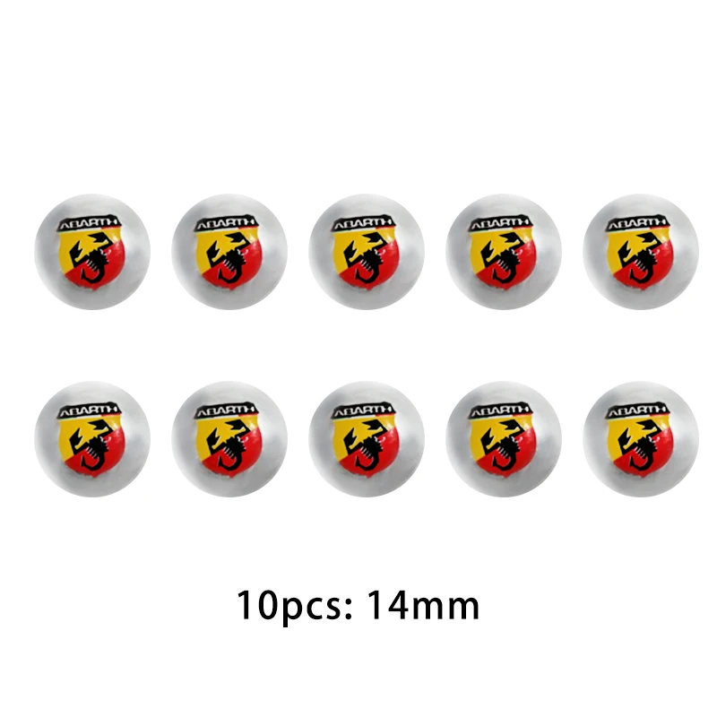 5/10 pcs For Abarth 14mm Aluminum Car Key Chain Key Case Emblem Badge Key Fob Decoration Auto Key Symbol Sticker Accessories