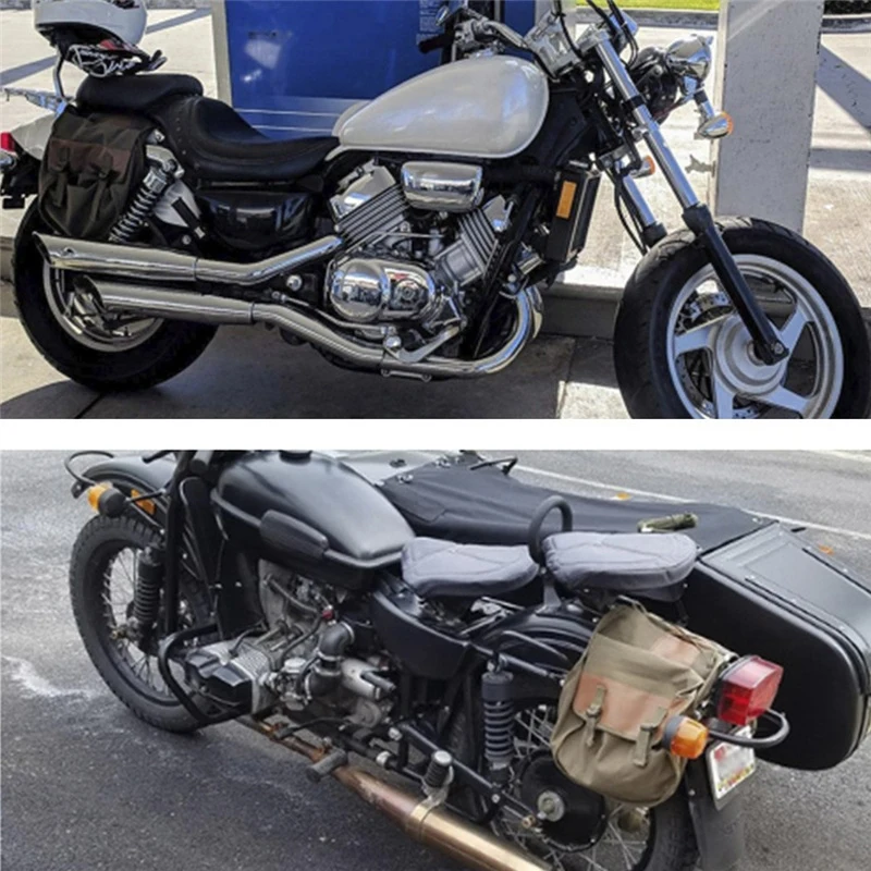 Vintage Motorcycle Side Bags Universal Large Capacity Saddle Bag Canvas Waterproof Bag For YAMAHA For Kawasaki 1000 For BMW view 4