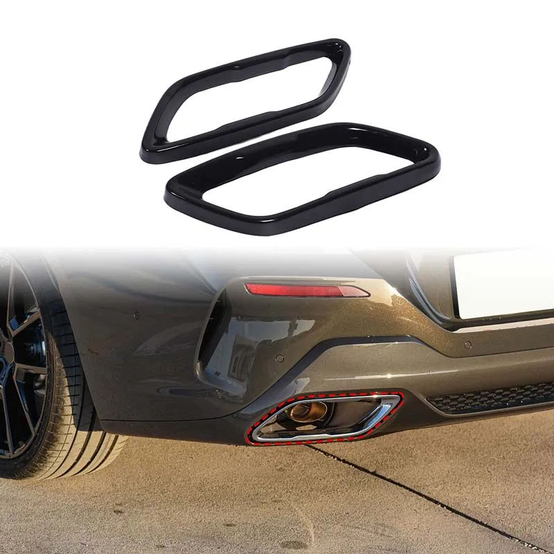 

For BMW 8 Series G14 G15 G16 2019-2025 Car Tail Throat Decorative Frame Stainless Steel Bright Black Car Accessories