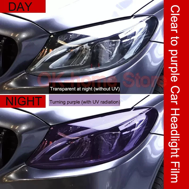 PPF TPU Car Headlight Intelligent Photochromic Film Taillight Film Fog Light TPU UV Car Lamp Smart Photochromic Protective tape