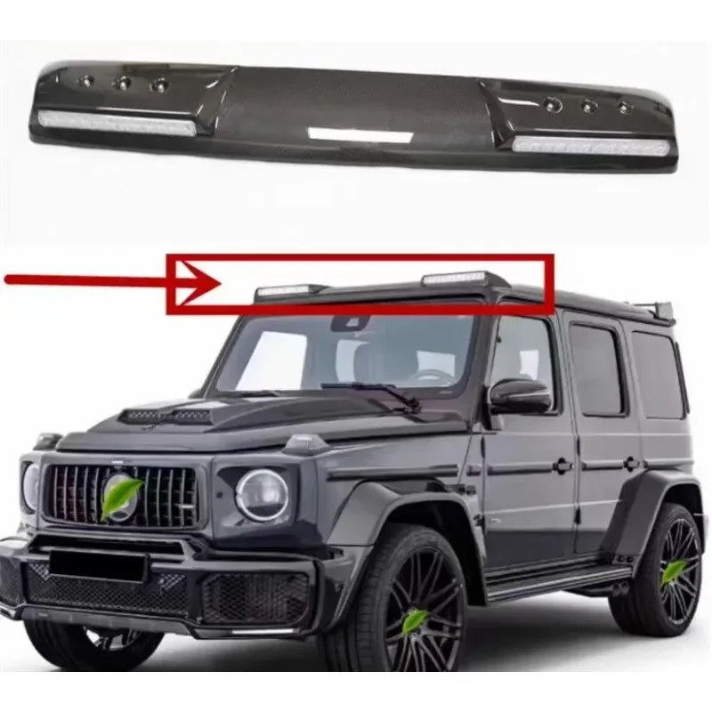 New! Car Front Roof Spoiler Wing LED Light Bodykits For Mercedes Benz G Class W463 W464 Dry Carbon Fiber Car Roof Lights Body Ki