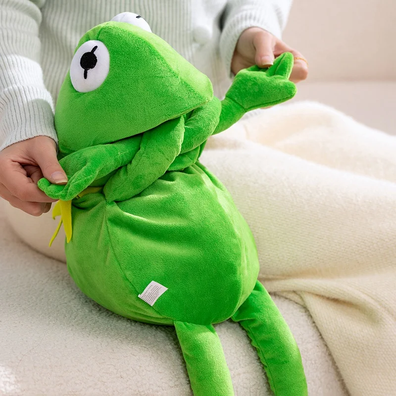 Zabawna pluszowa lalka na rękę Żaba Kermit, ciekawa pluszowa zabawka w kształcie żaby, rekwizyty na występy wiatryskowców i imprezy.