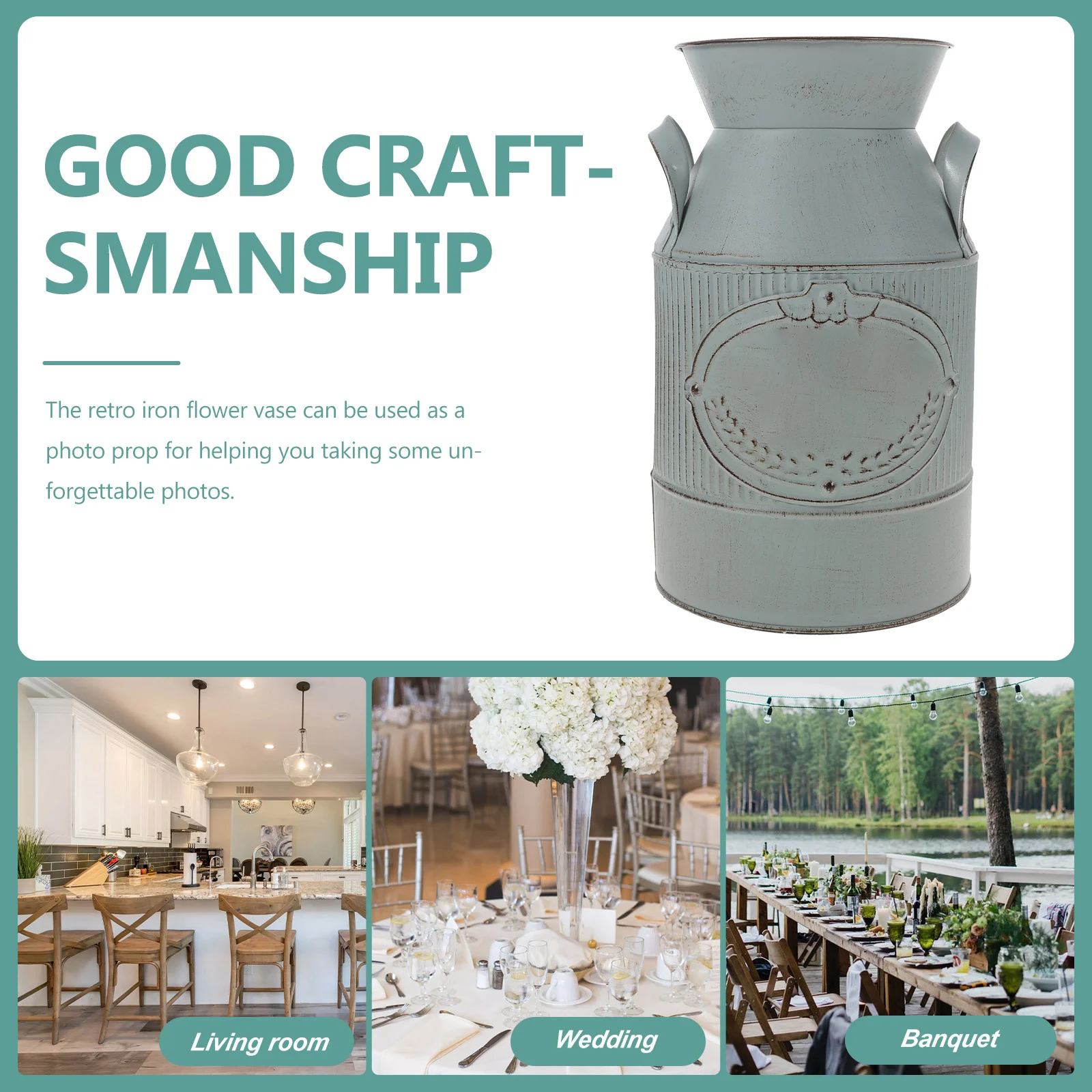 دلو زهور حديدي عتيق، وعاء زهور مزخرف للمزرعة الريفية للمنزل والمكتب والمركز، مزهرية زهور كلاسيكية للتجفف