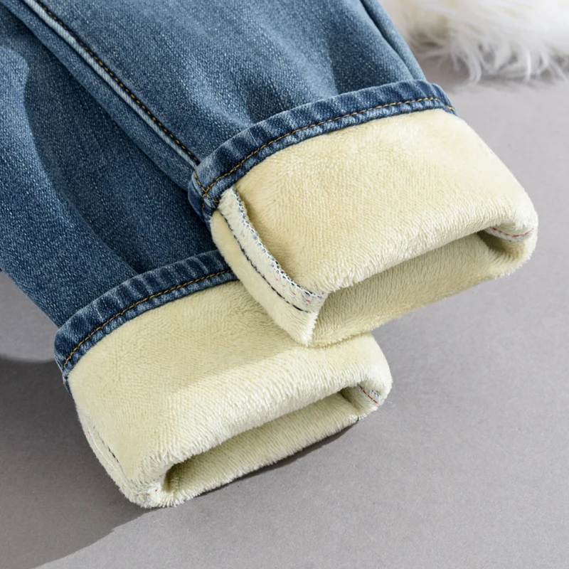 الجينز للمرأة Y2k السراويل شتاء 2025 سميكة الصوف الرجعية الأزرق سليم صالح تمتد مدبب قلم رصاص سراويل جينز موضة عادية
