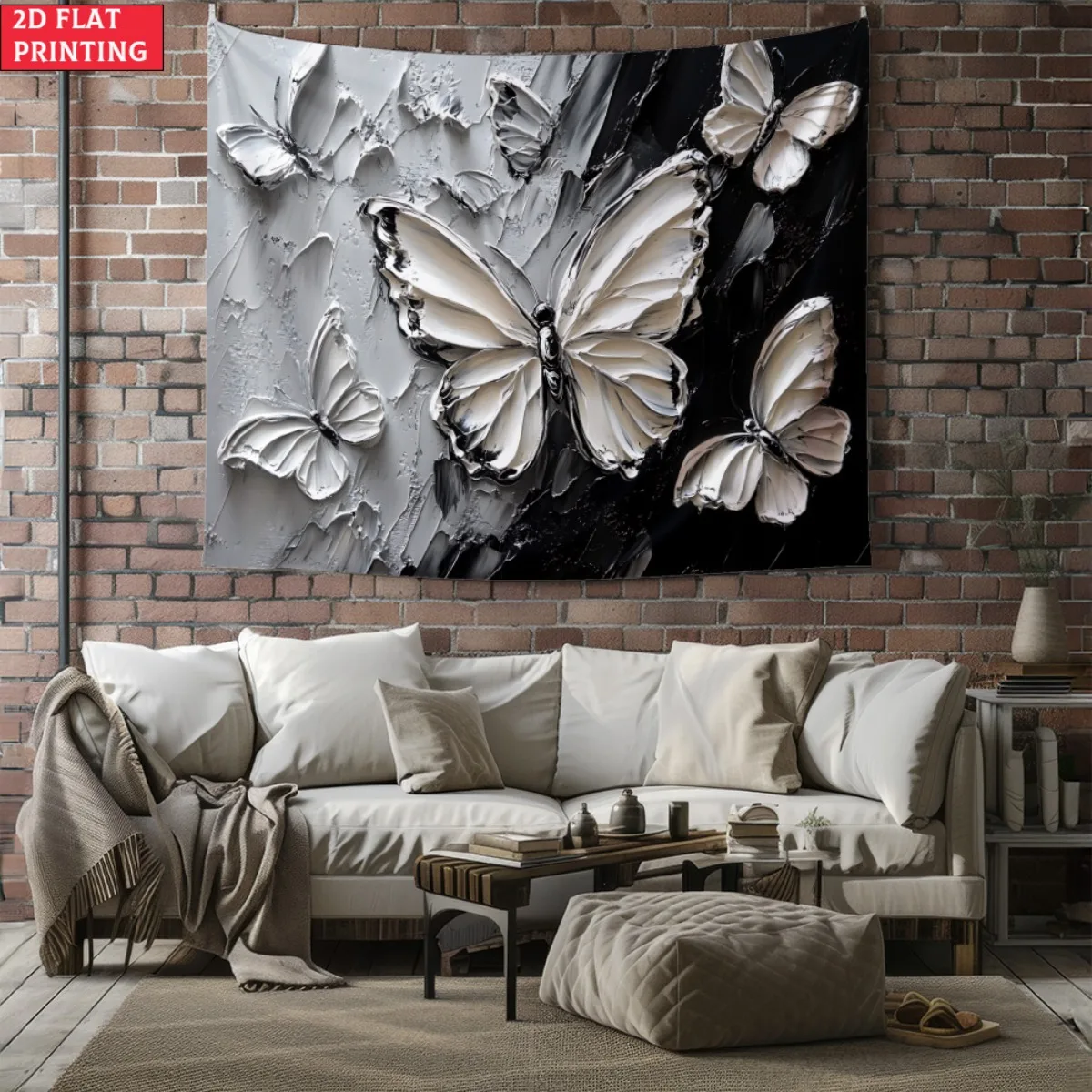 unframed 3D Butterfly Art Tapestry Monochrome Black White Wall Hanging Modern Abstract Decor for Living Room Bedroom Gallery Wal