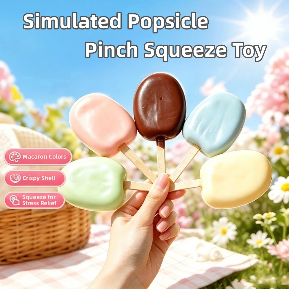 Slow Rebound Ice Cream Squeeze Toy Pinch Crunch Sound Crispy Texture Sensory Fidget Squeeze Hand Relax Food Theme Squeeze Toy