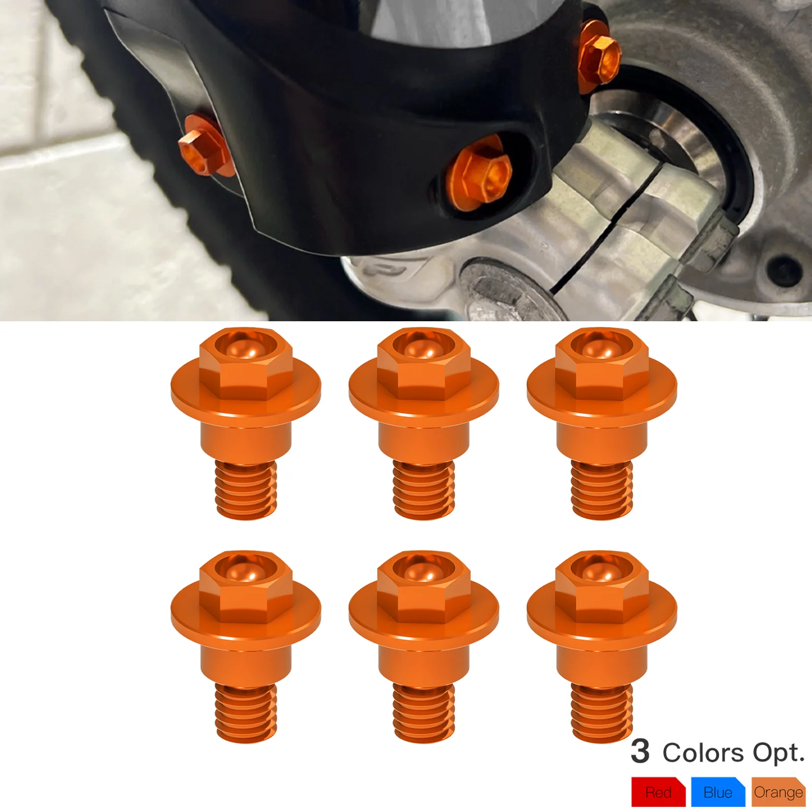 NICECNC For KTM EXC 300 2000-2022 6PCS M6 Front Fork Guard Bolt Screws EXC 250 EXCF 350 EXC 450 SX 125 SXF 250 SXF 450 XCW TPI