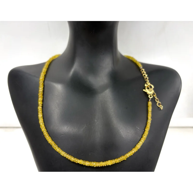 

Natural Yellow Sapphire Necklace 20” Faceted 4–5mm Beads Gold Plated Clasp