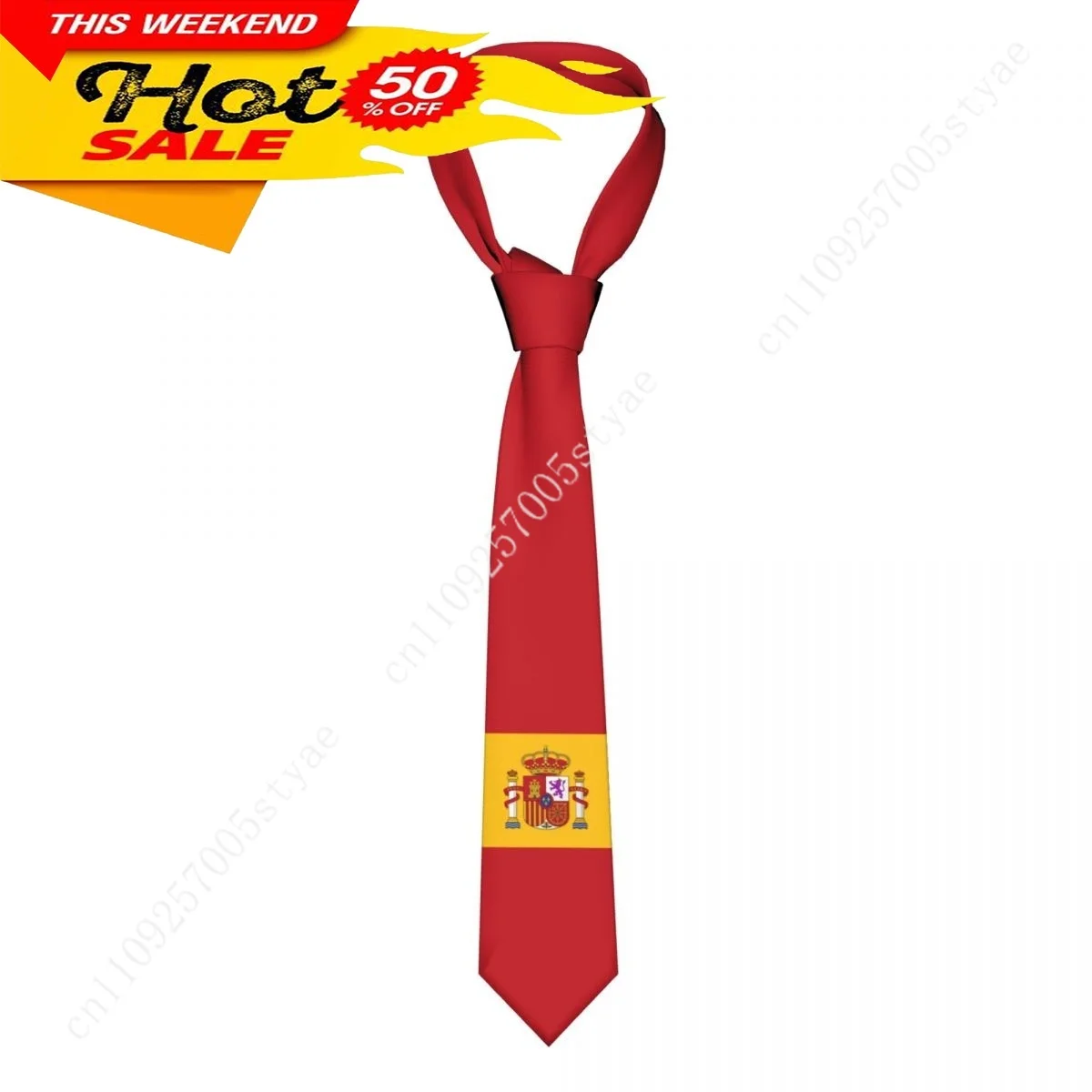 

Spain Flag Tie Emblem Necktie Men Women Neck Ties Casual Plaid Tie Suits Slim Wedding Party Business Necktie Gravatas